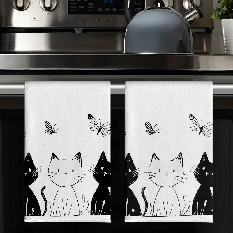 Home Cooking For Cats - 2Pcs, Cat and Butterfly Black and