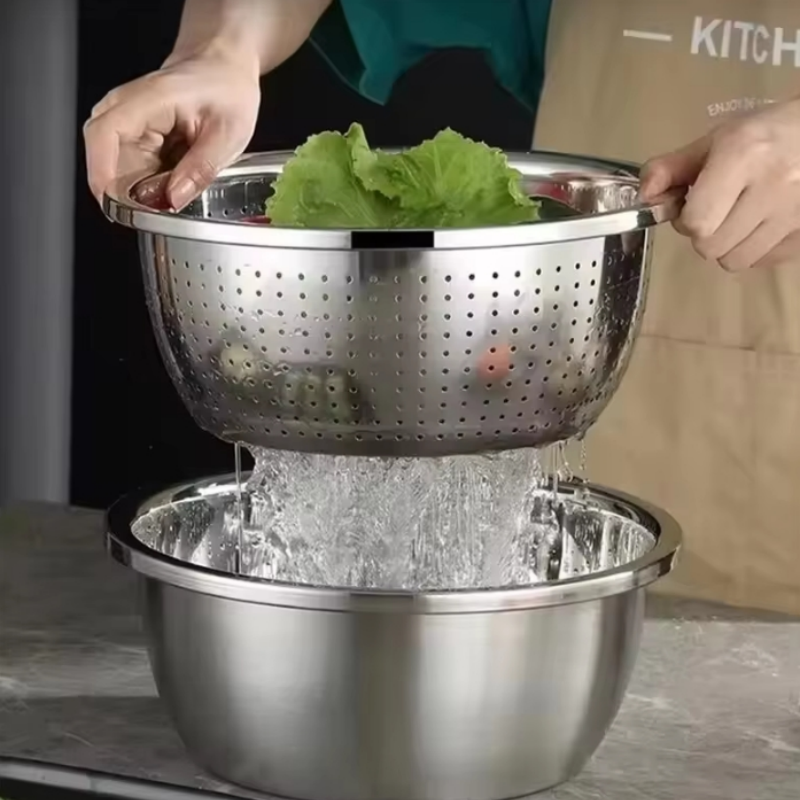 Home Cooking Help - Multi Functional Stainless Steel Vegetable Bowl,