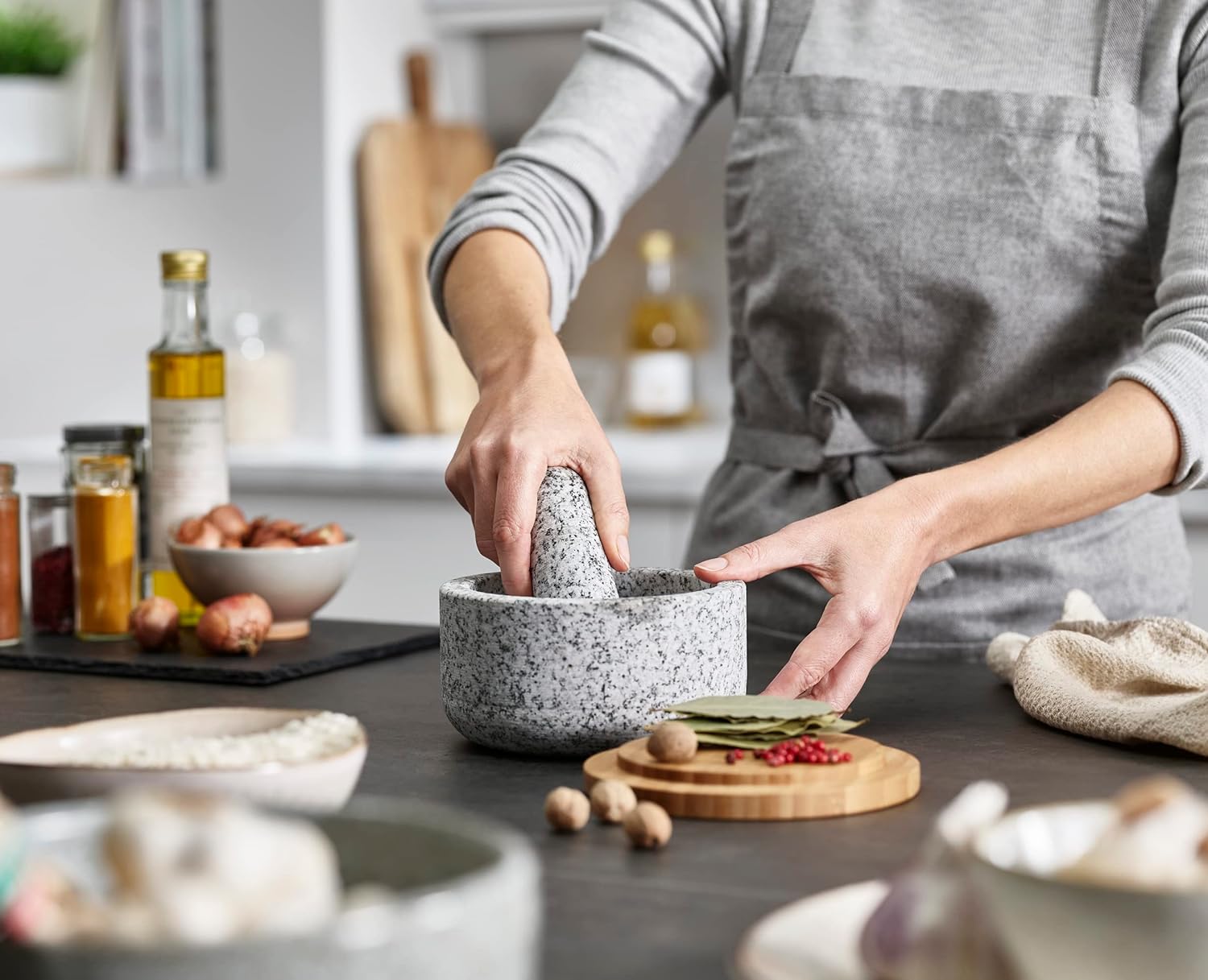 Bamboo cover granite pestle, s - Mortar Pestle Granite recensie en prijs