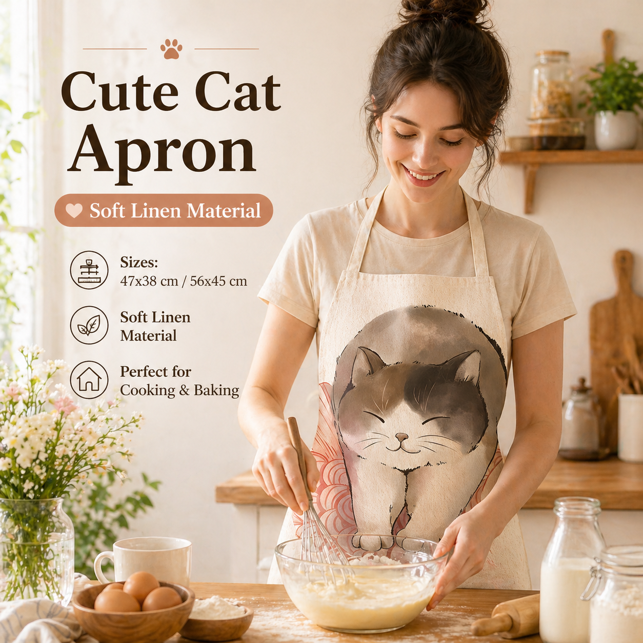 Cute Cat Printed Linen Kitchen - Home Cooking For Cats recensie en prijs