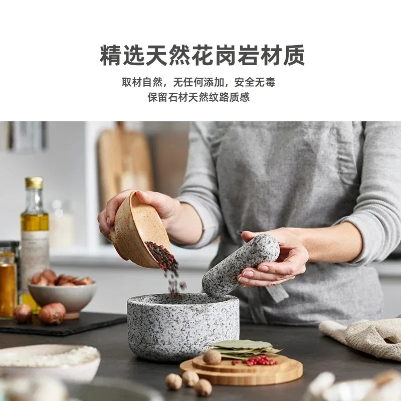 Garlic masher bamboo cover gra - Mortar Pestle Granite recensie en prijs