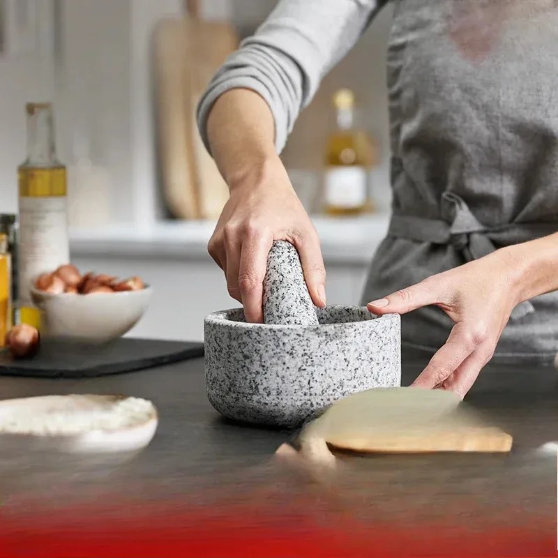 Garlic masher bamboo cover gra - Mortar Pestle Granite recensie en prijs