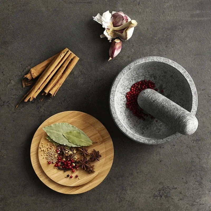 Garlic masher bamboo cover gra - Mortar Pestle Granite recensie en prijs